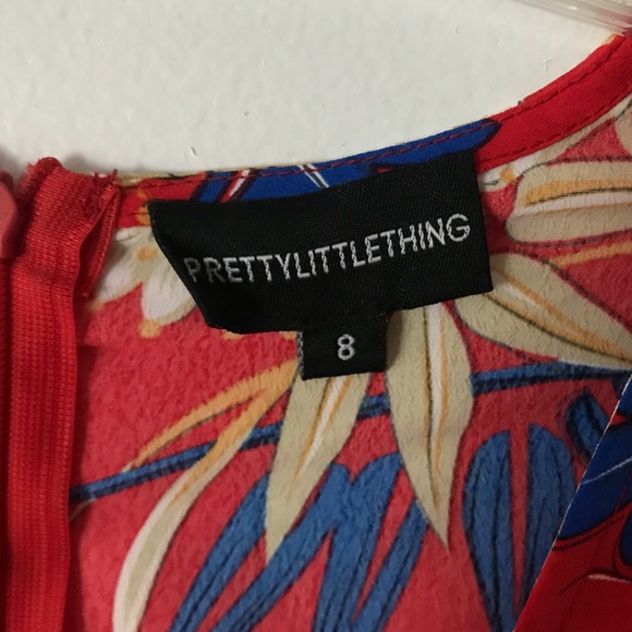 Red Floral Long Sleeve Wrap Dress - Picture 5 of 6